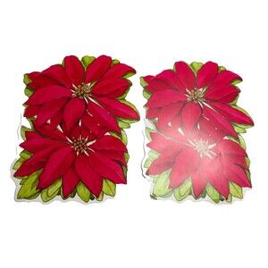 Vintage Eureka USA Poinsettia Die-Cuts Holiday Wall Decor - Set of 2
